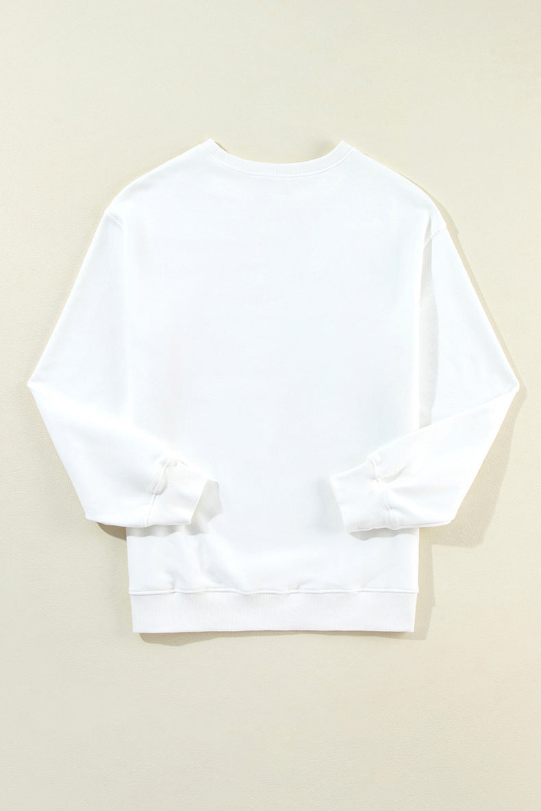 Casual All-matching Floral Print Long Sleeve Pullover Women
