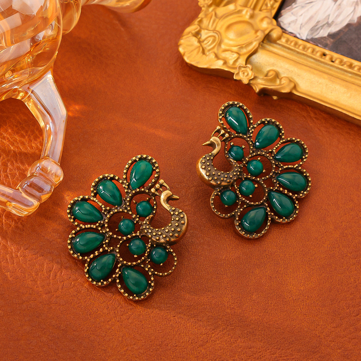 Glass Peacock Earrings Elegant High-grade Earrings