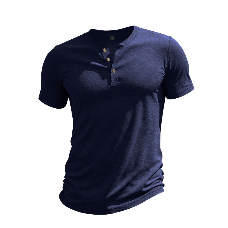 Muscle Bamboo Retro Henley Shirt Short Sleeve