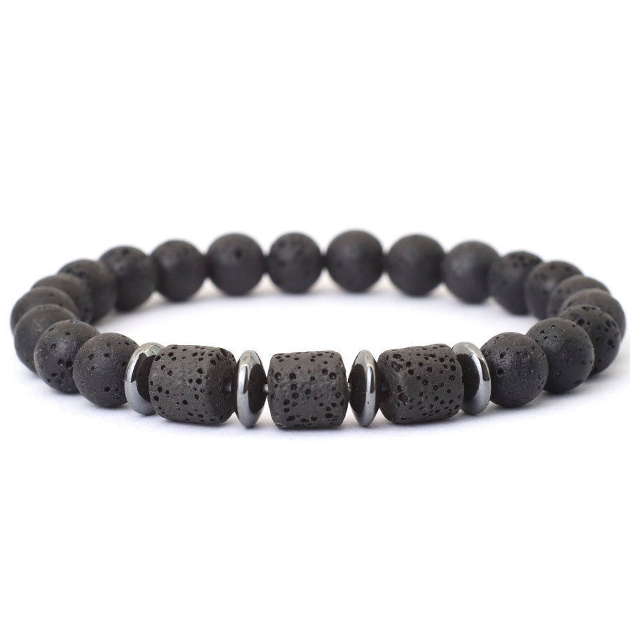 Natural Tiger Eye Volcanic Rock Beaded Bracelet
