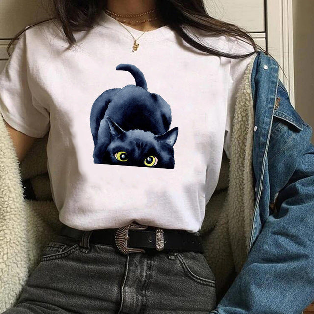 Cute Cat Love Men And Women Couple Suit Plus Size Short Sleeve