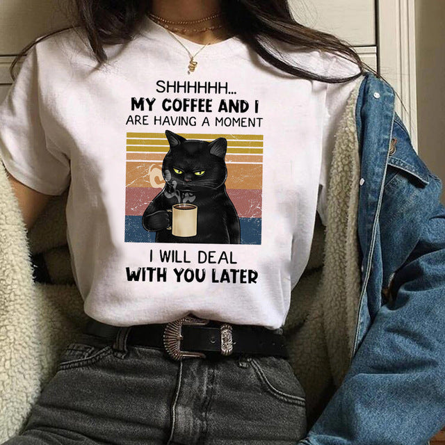 Cute Cat Love Men And Women Couple Suit Plus Size Short Sleeve