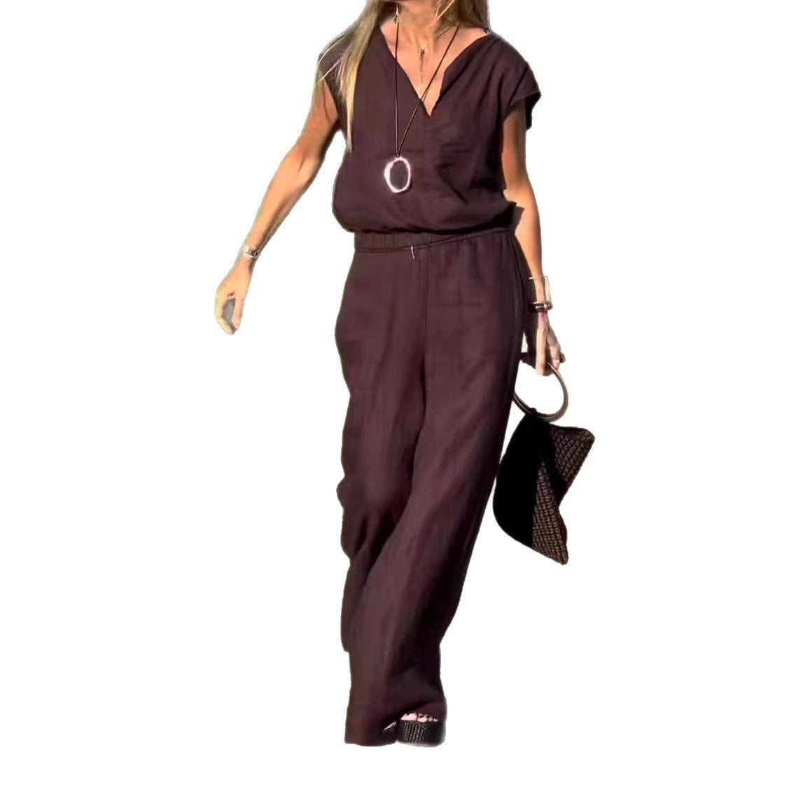 Cotton Linen Sleeveless Casual Vest Trousers Two-piece Set