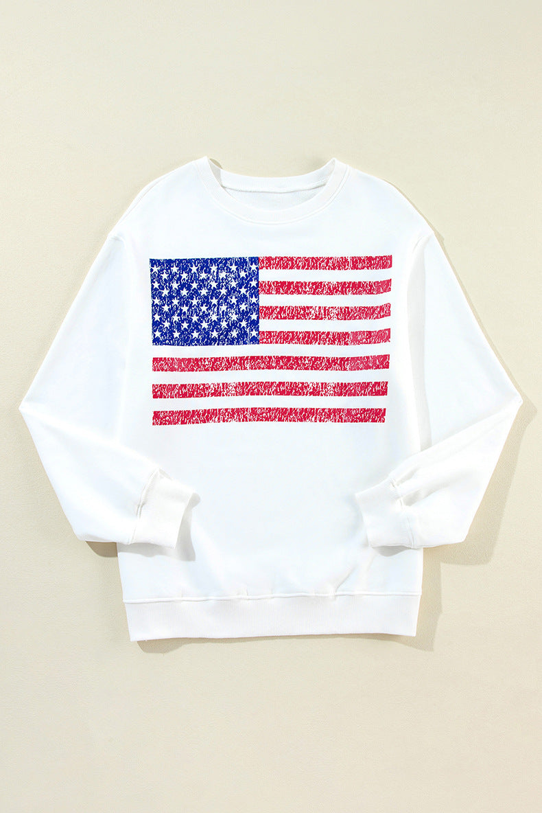 Casual All-matching Floral Print Long Sleeve Pullover Women
