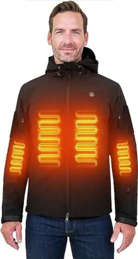 Heated Jacket For Men Soft Shell Heating Hood Jacket ANTARCTICA GEAR Winter Coat For Hunting Camping Climbing