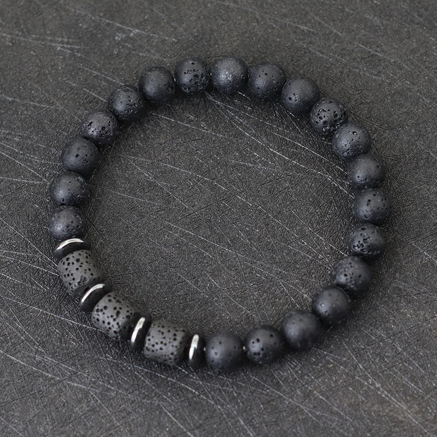 Natural Tiger Eye Volcanic Rock Beaded Bracelet