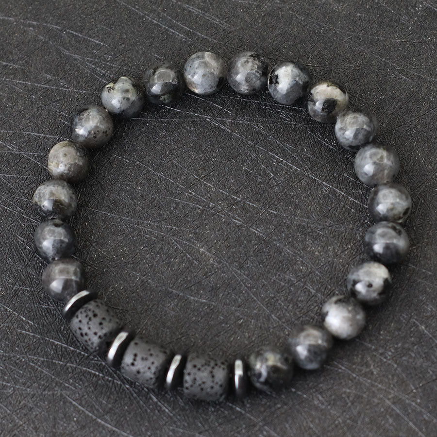 Natural Tiger Eye Volcanic Rock Beaded Bracelet