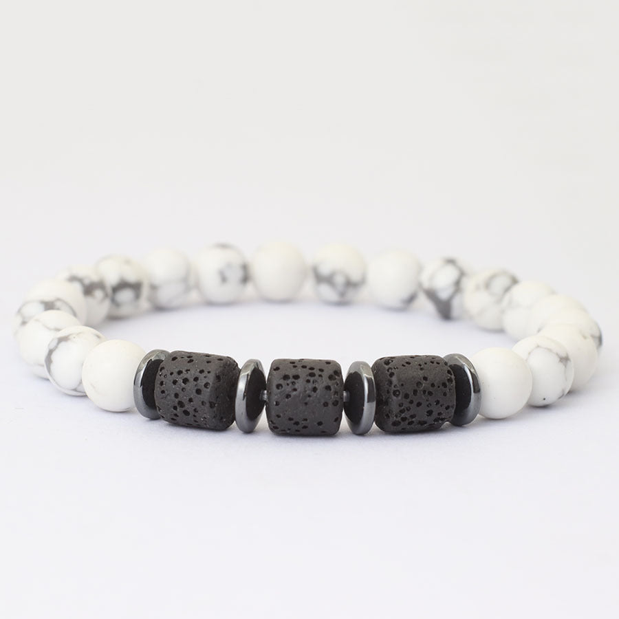 Natural Tiger Eye Volcanic Rock Beaded Bracelet