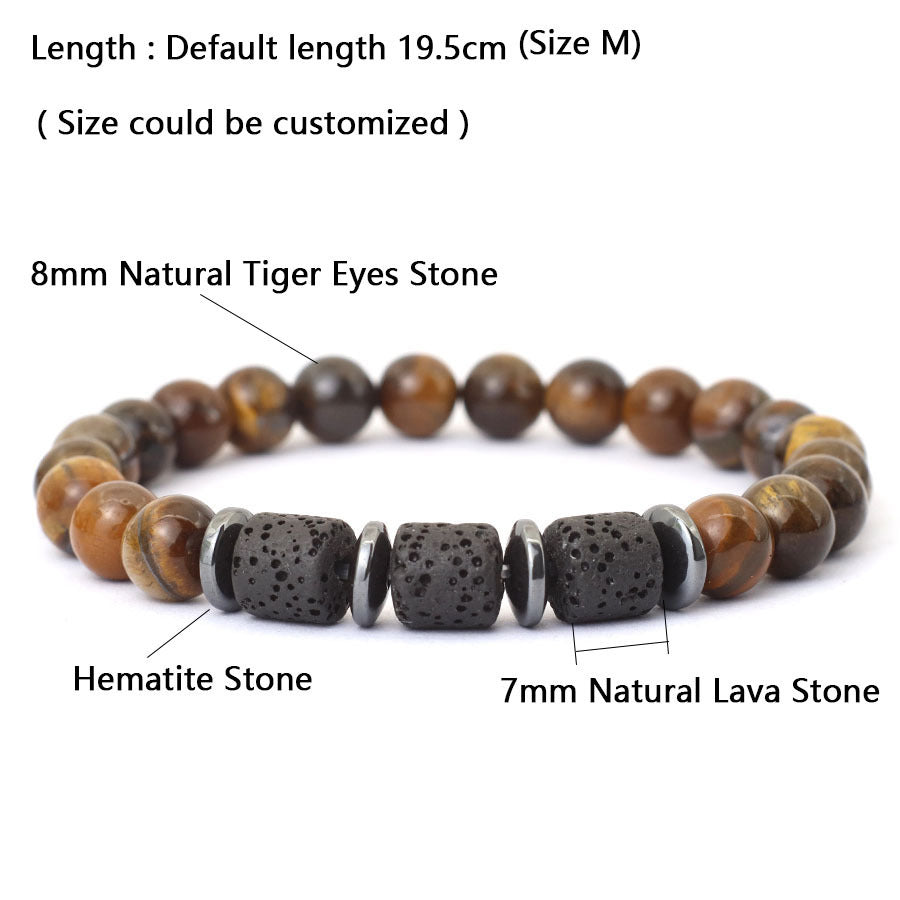 Natural Tiger Eye Volcanic Rock Beaded Bracelet