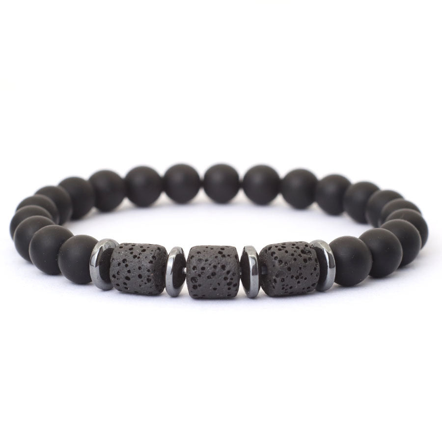 Natural Tiger Eye Volcanic Rock Beaded Bracelet